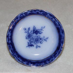 VINTAGE TOURAINE FLOW BLUE TRANSFER WARE SMALL TEA BAG PLATE 3-3/8” DIAMETER